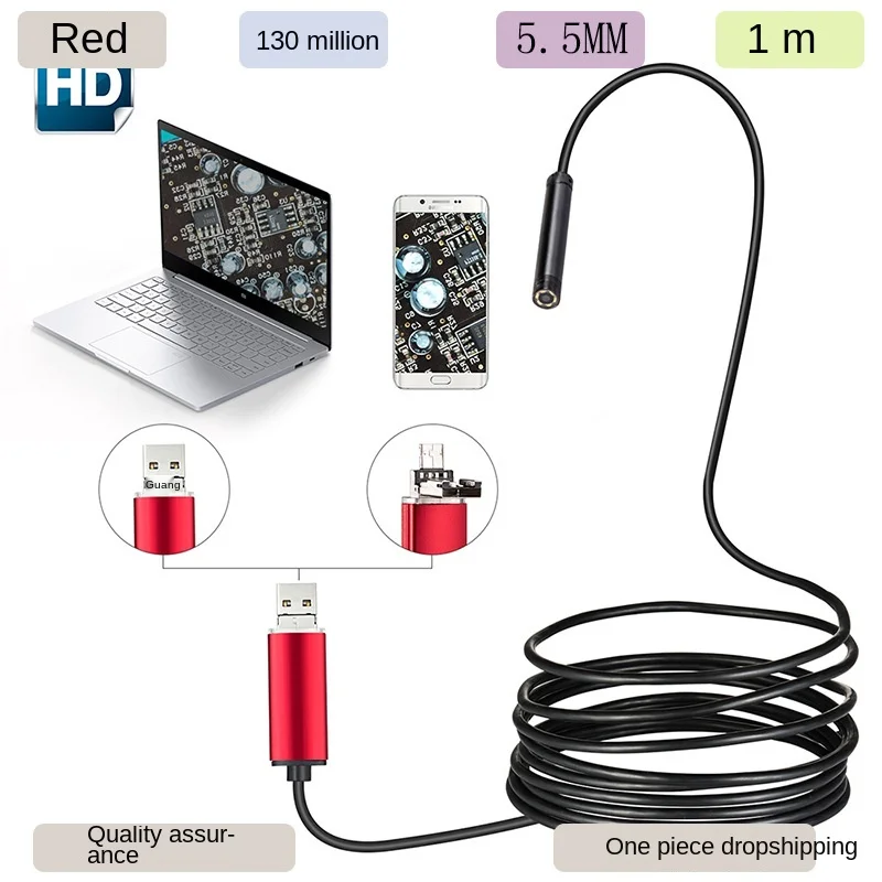 

Flexible Wire 5.5mm-1 M Two-in-One Endoscope Car Pipe Electronic Inspection Maintenance Industry Mobile Phone Speculum