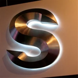 Custom made outdoor use 3D back lighted stainless steel channel letter signs for shop name, store signs logo