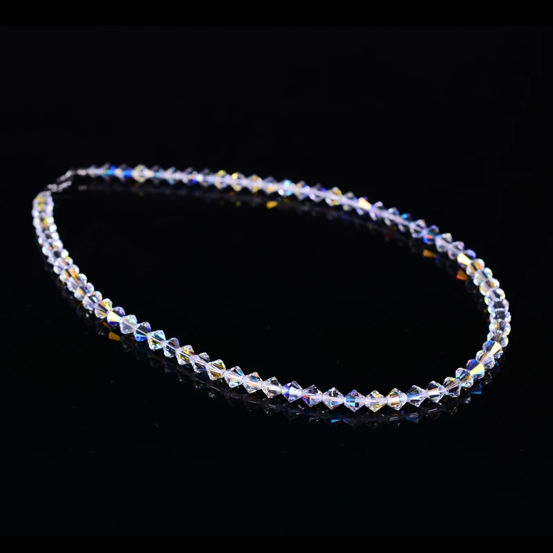 Sterling Silver Austrian Crystal Necklace Shining Beads Strand Necklaces Fashion Jewelry for Girl Kid Birthday Gift
