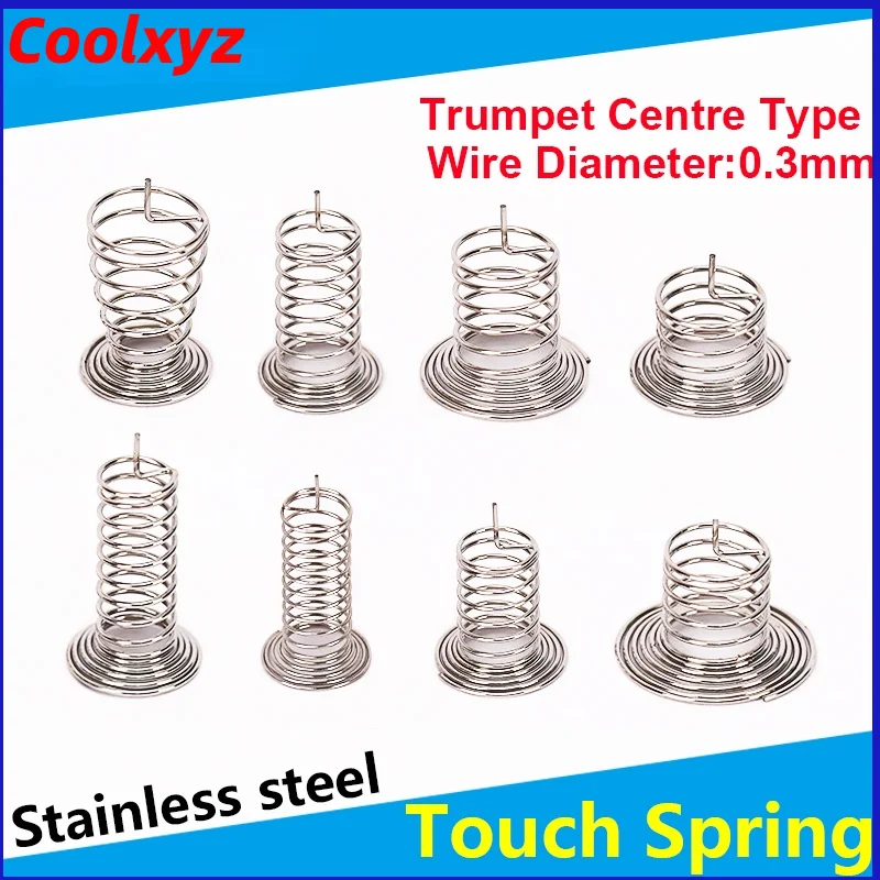 Stainless Steel Horn Type Center Contact Button Key Touch Induction Compression Spring WD 0.3mm for Switch 20piece