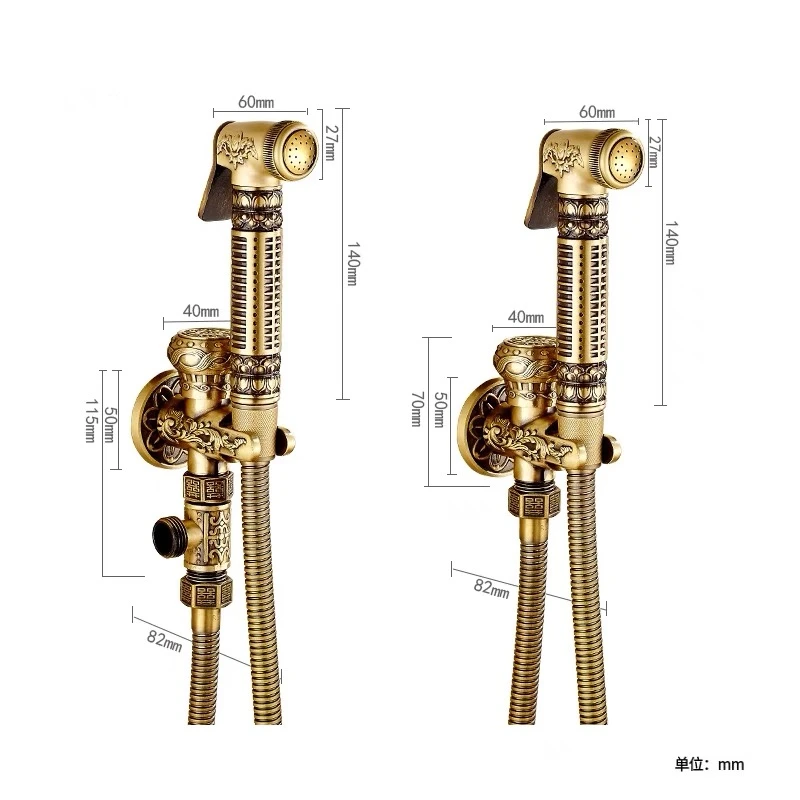 Imagem -06 - Bidé de Padrão Floral de Latão Antigo Lavar Banheiro Pistola de Pulverização de Chuveiro Higiênico Banheiro Frio Único Conjuntos de Limpeza de Dupla Finalidade