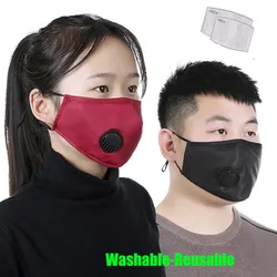 3D Face Mask Reusable Washable Adult men pm2.5 Anti flu Dust Bacteria Virus Breathable Valved Respirator Activated Carbon Filter