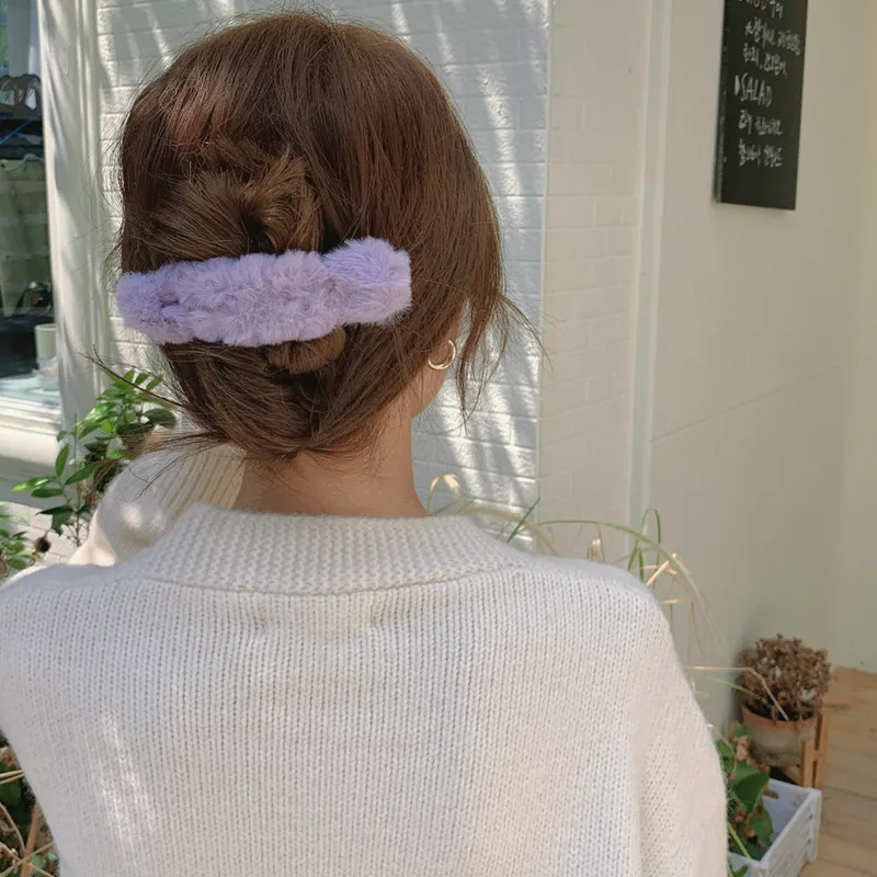 New Soft Plush Duckbill Clip Hair Clips Solid Color Hairpins Barrette Elegant Ponytail Clip For Women Girls Hair Accessories