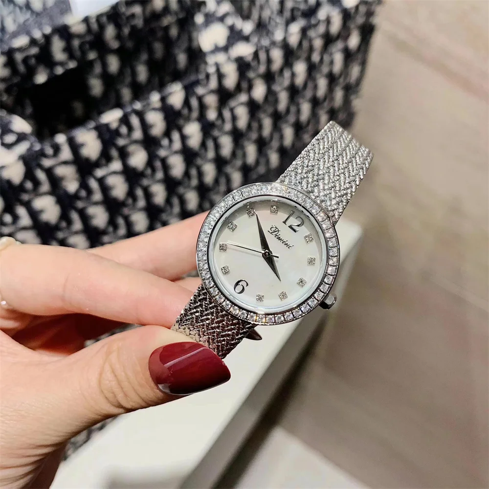 Natural Shell Elegant Lady Dress Watches for Women Mesh Bracelets Watches Roman Numbers Zircons Crystals Wrist watch Waterproof