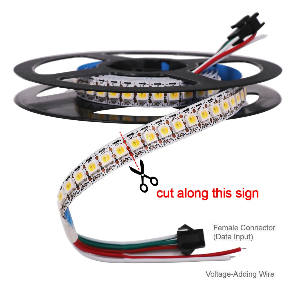 1m 2m 5m adresowalny DC5V jak WS2812B 5V SK6812 dioda Led RGBW pasek światła WWA 4 kolor w 1 Led wodoodporny 30/60/96/144 leds/m