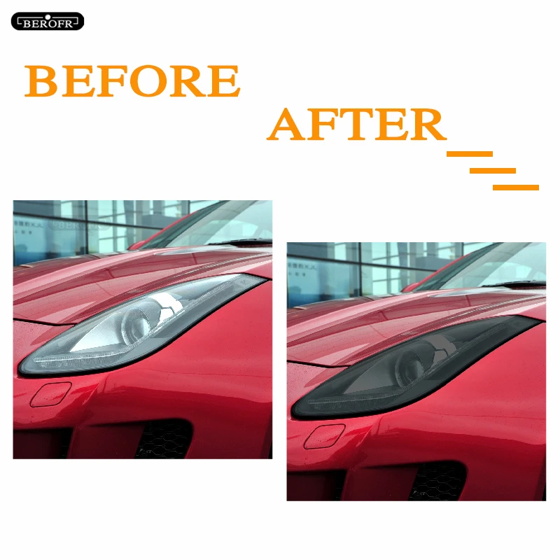 Car Headlight Taillight Protective Tint Film Smoke Black Transparent TPU Light Sticker For Jaguar F Type X152 2013-On Accessorie