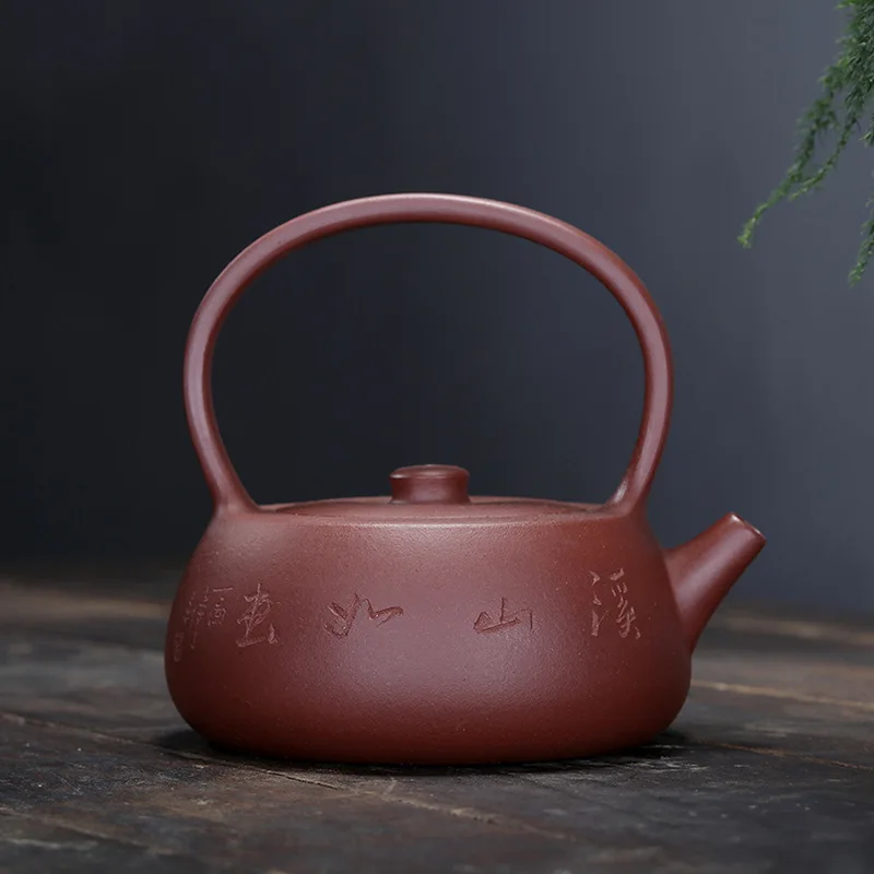 Recommended for yixing famous pure hand carved painting landscape undressed ore in trough girder pot teapot