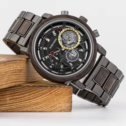 BOBO BIRD 2022 orologio in legno da uomo Top Brand Luxury Chronograph orologi militari impermeabili grandi regali di san valentino per il marito