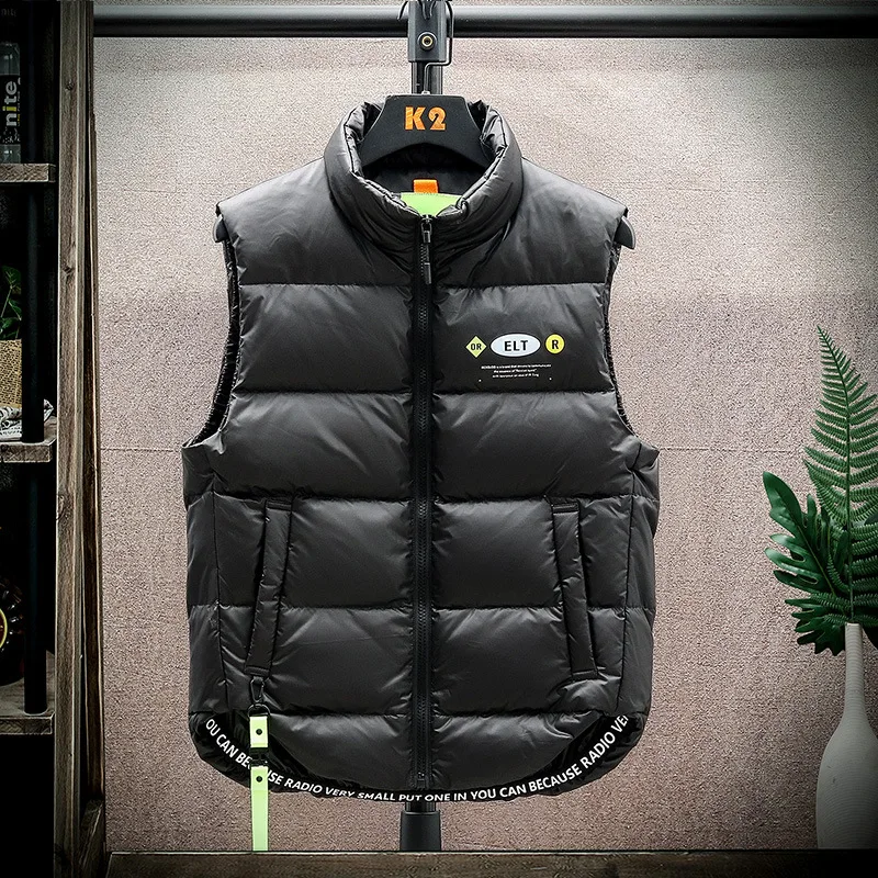 Men Vest New Autumn Winter Jacket Hooded Down Warm Sleeveless Waistcoat  6XL Padded Overcoats Veste Gilet Y612