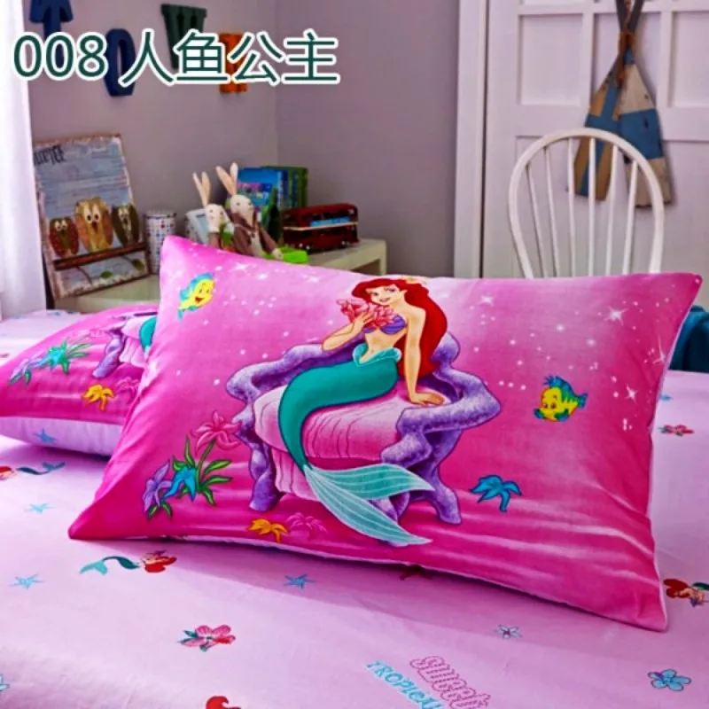 Disney New 100% Cotton Pillowcases 2Pcs Minnie Mickey Mouse Princess Mermaid Couple Pillow Cover Decorative PillowsCase 48x74cm