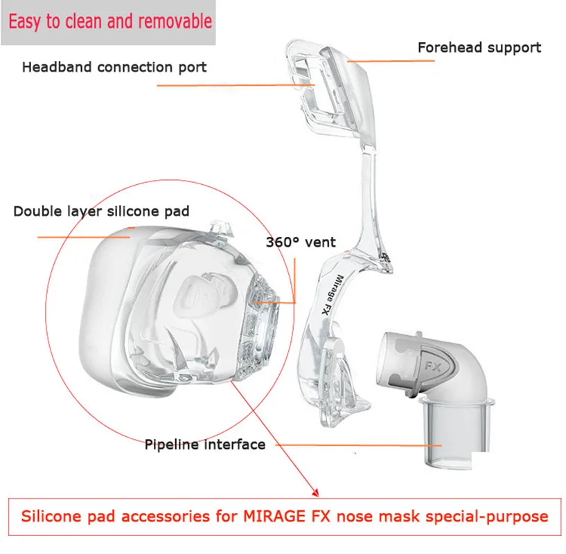 Mirage FX Nose Mask Original Silicone Pad Respirator Nose Pads Without Mask  Mirage  Accessories Silicone Cushion Sleep Mask