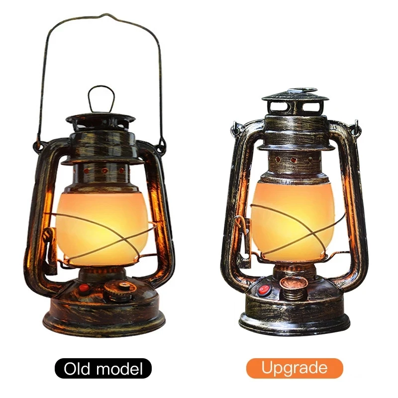 Vintage Camping Lantern Remote Control LED Candle Flame Tent Light USB Battery Power Camping Kerosene Lamp Outdoor Table Lights