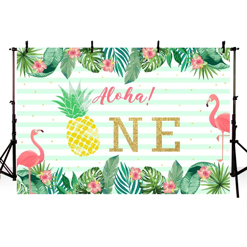 Avezano 1st Happy Birthday Party Backdrops Aloha Hawaiian Flamingo Background Photography Photo Studio Photocall Photozone Decor