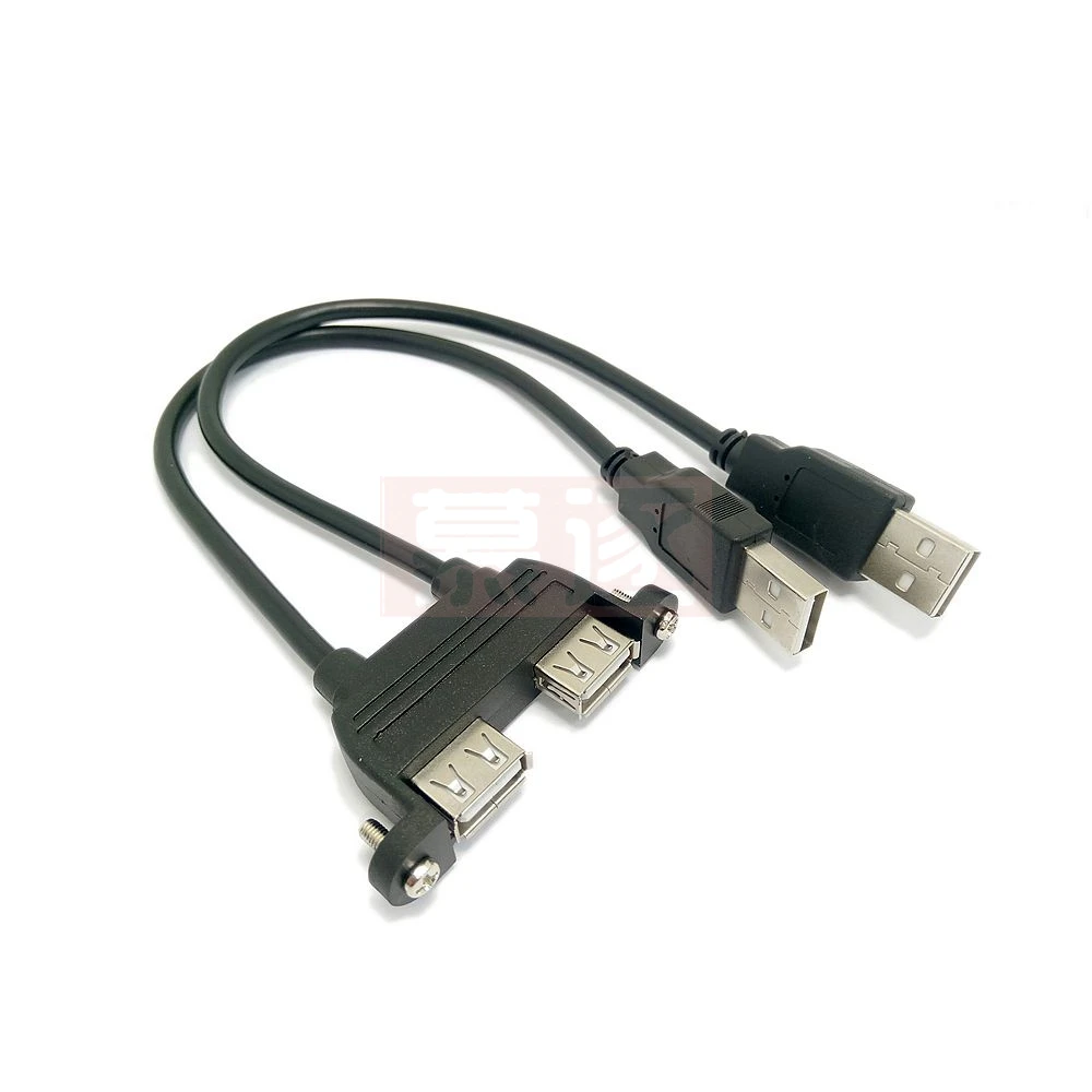 Doppelter Anschluss USB 2.0-Verlängerungskabel mit Schraubenloch und festem USB-Verlängerungskabel mit Doppelanschluss und Ohr