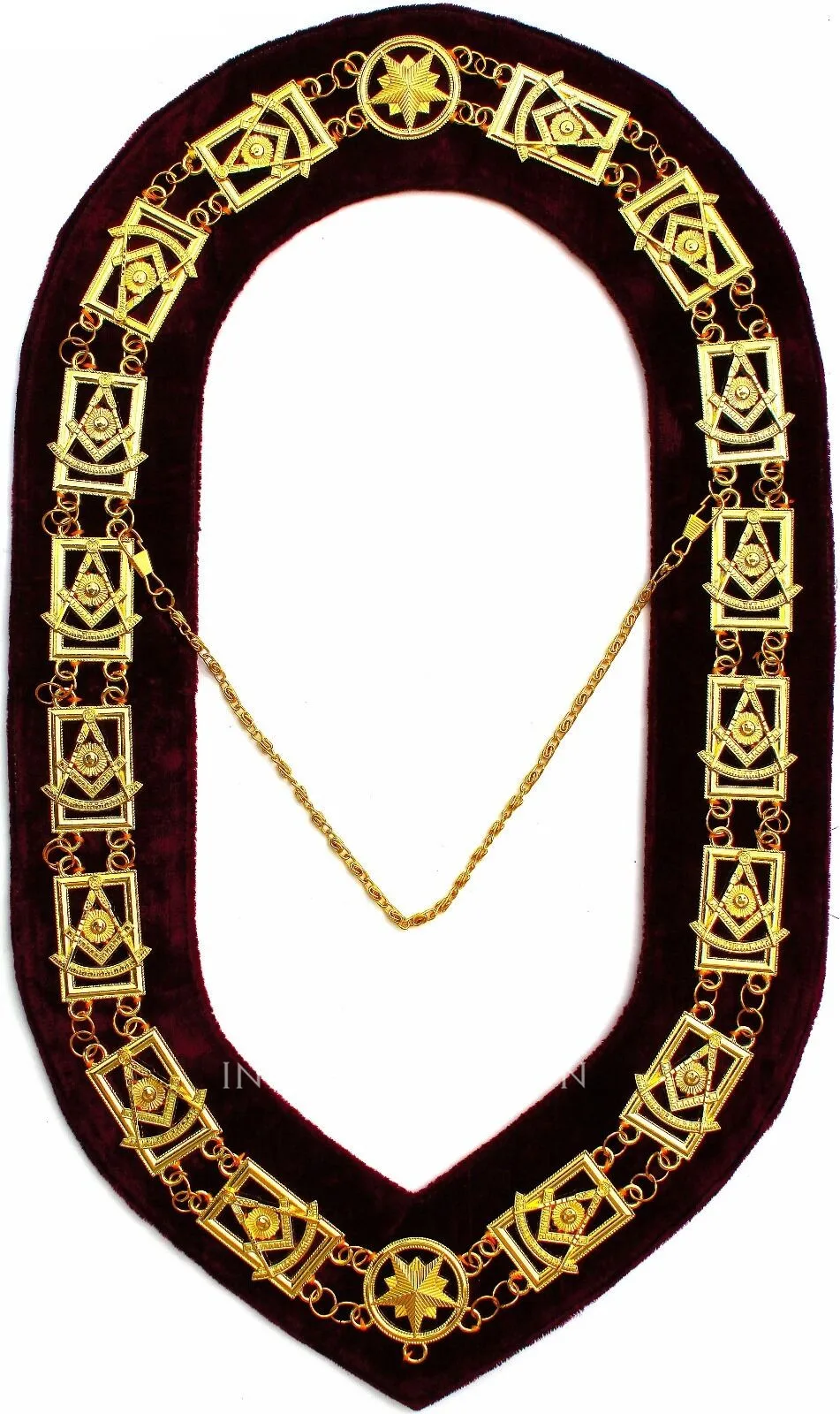 Masonic master Mason chain collar Masonic Regalia Knights Templar Metal Golden Chain Collar Maroon Bass