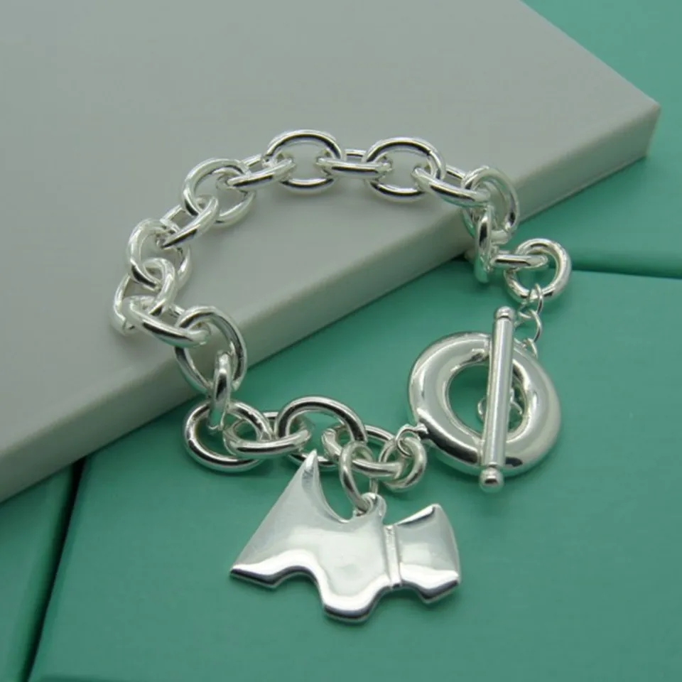 Silver 925 Fashion Silver Jewelry Dog Tags TO Clasp Bracelet Fashion Wedding Gift