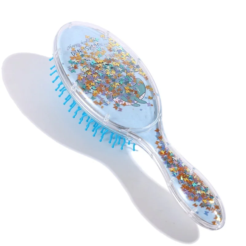 Hair Brush Massage Comb Cartoon Animal Sequin Cute Anti-static Shower Wet Detangle Hair Brush Salon Hair Styling Tools Children