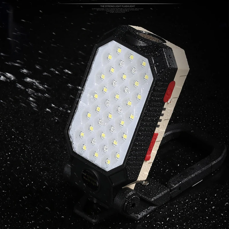 Luz de trabajo LED COB plegable, linterna portátil recargable por USB, linterna impermeable, Lámpara de trabajo de Base magnética, luz de Camping