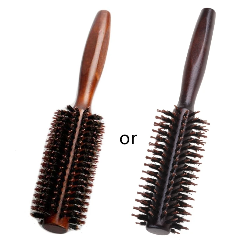 6 Types Straight Twill Hair Comb Natural Boar Bristle Rolling Brush Round Barrel Blowing Curling DIY Hairdressing Styling Tool