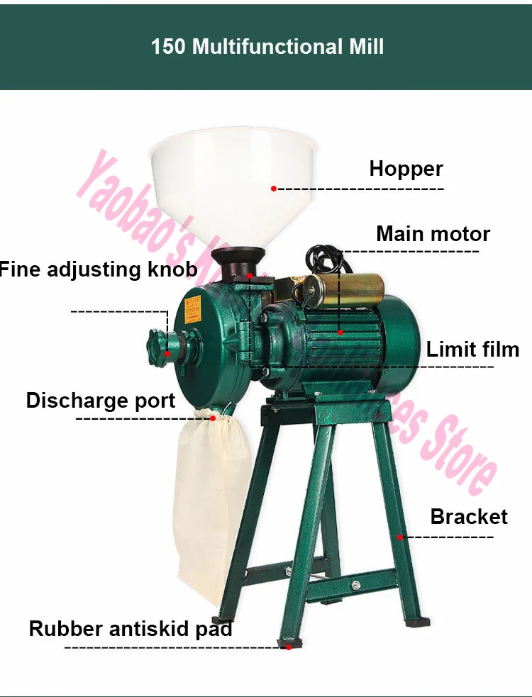 220V High Power Dry And Wet Grain Mill Machine Peanut Seasum Butter Grinding Milling Machine Stone And Steel Crusher Grinder