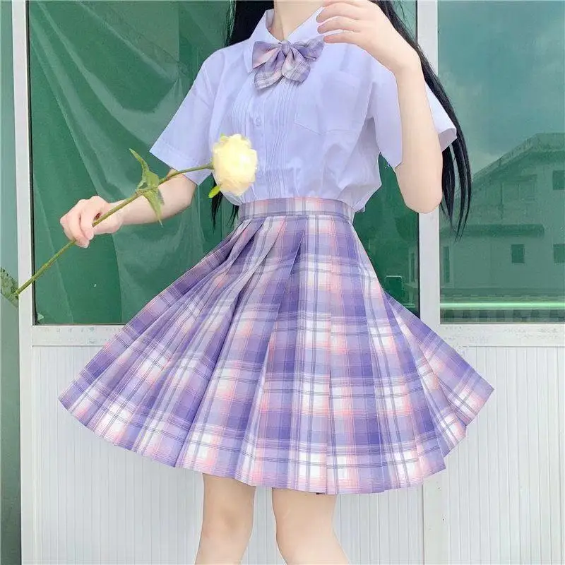 Summer Skirts 2021 New Korean High Waist Plaid Mini Skirt Women School Girls Sexy Cute JK Pleated Skirt with Zipper Women