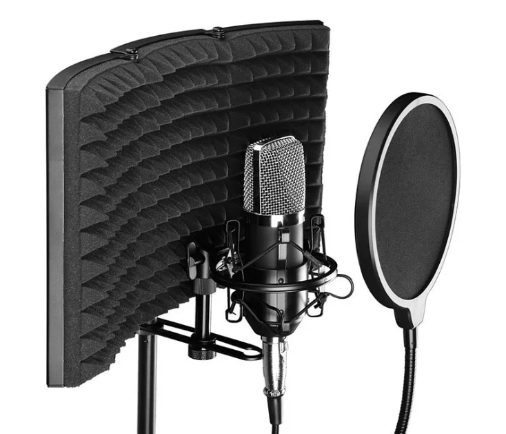 3 part foldable studio microphone soundproof filter for Desktop Recording Studio mic pop filter