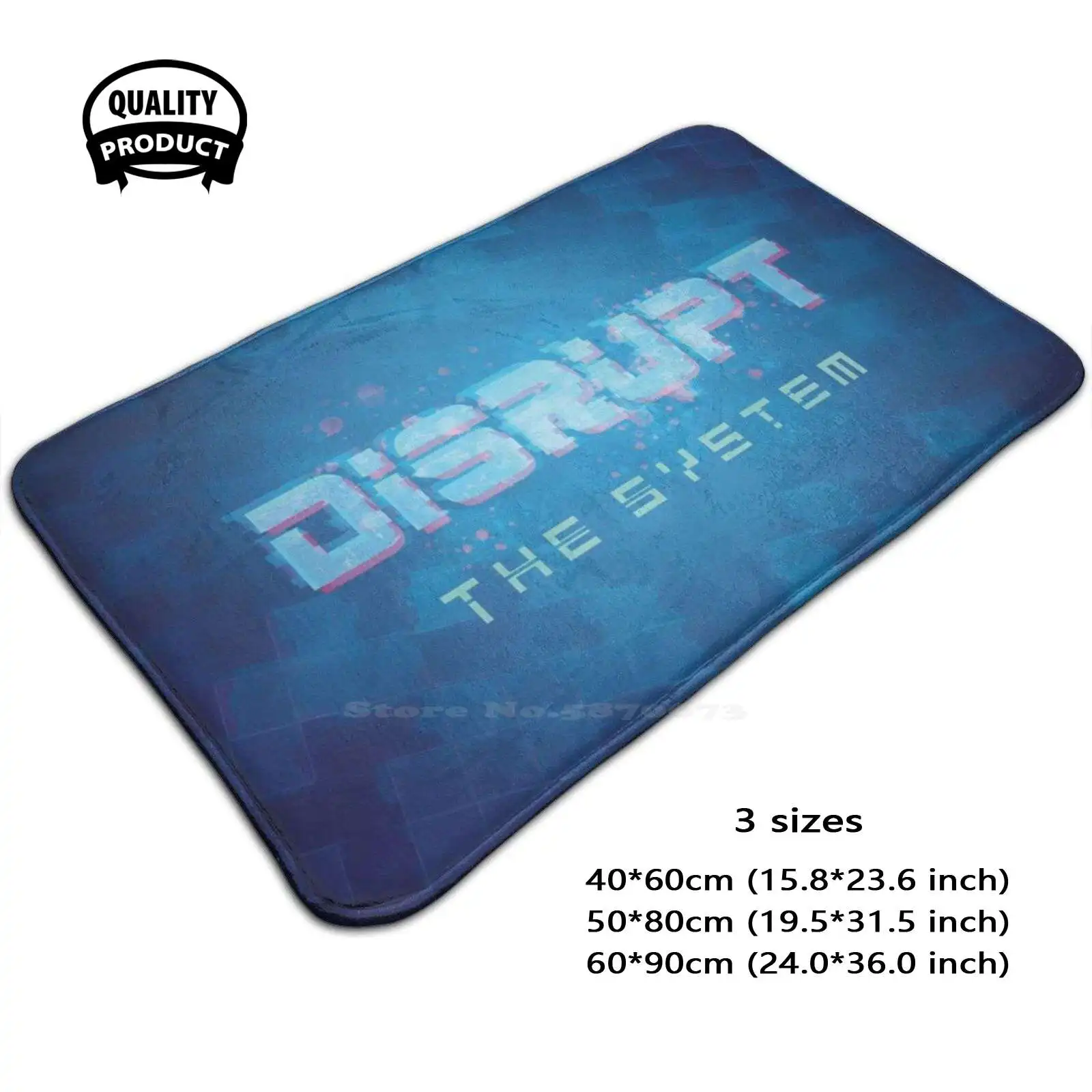 Disrupt The System Soft Cushion Home Carpet Door Mat Car Rug Disrupt Glitch Typography Motivation Sci Fi 80S 90S Artist