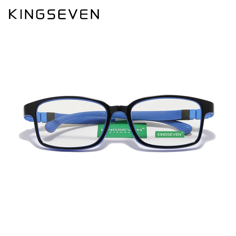 KINGSEVEN Children  Size 50mm Anti-blue Square Blue Light Blocking Glasses Kids Boy Girls Computer Clear Eyewear Frame UV400 Fil