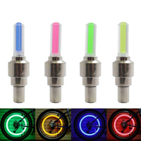 2PCS Bicycle Bike LED Lights Tire Valve Cap Flashlight Auto Car Motorcycle Tire Air Valve Wheel Spokes Light Bike Accessories