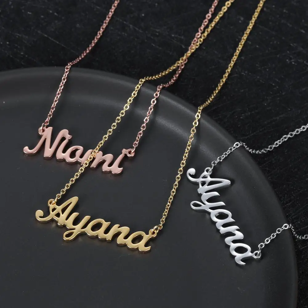 Personalized Name Necklace Custom Nameplate Necklaces Custom Stainless Steel Old English Style Personalized Jewelry Gift Choker