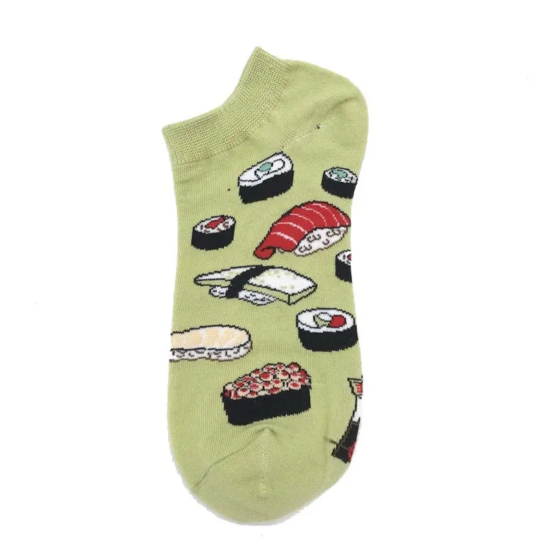 Newly Happy Socks Men Plaid Stripe Hot Dog Corn Hamburger Pattern Novelty Men Boat Socks Invisible Cotton Sock