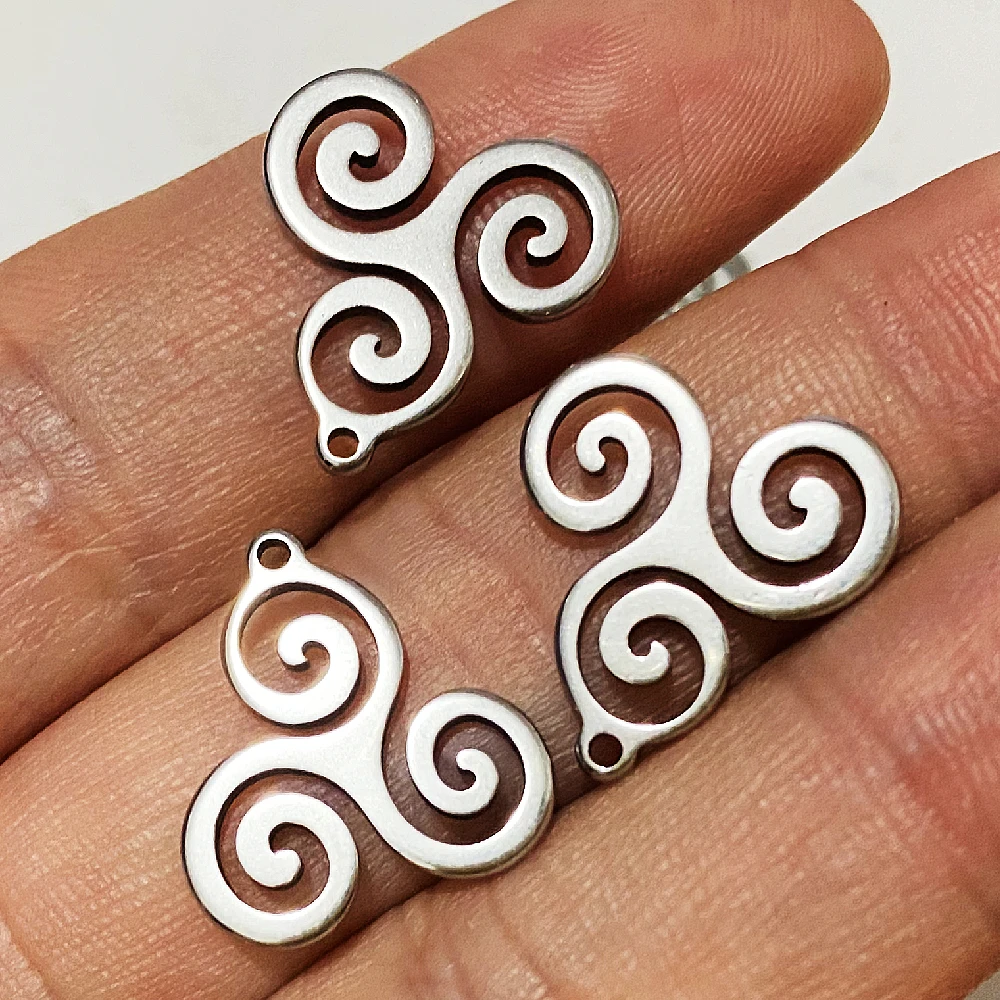 10pcs Whirlpool Shape 15*17mm Pendant Necklace Findings Stainless Steel Fit Bracelet Hanging Handmade Diy Jewelry Making Use