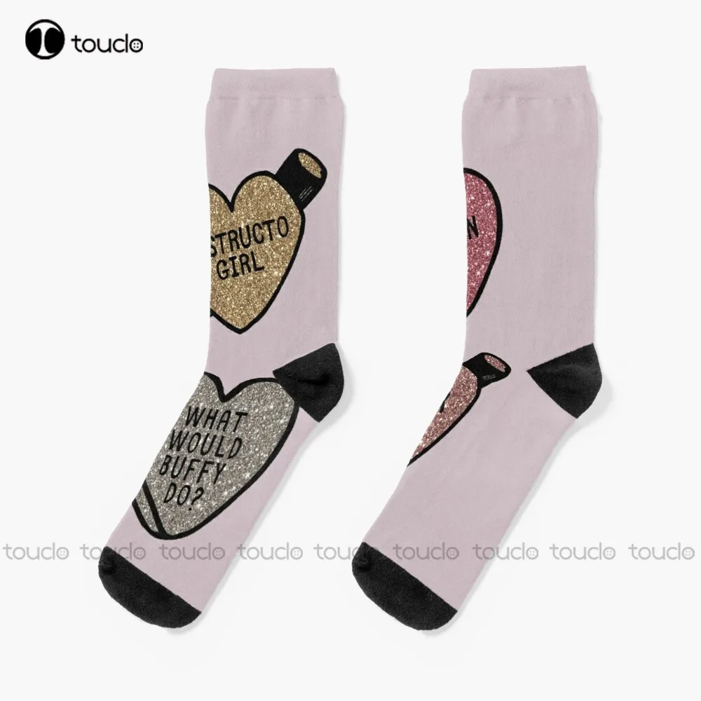 

Buffy Summers Glitter Hearts Buffy Stickers Socks Unisex Adult Teen Youth Socks Personalized Custom 360° Digital Print