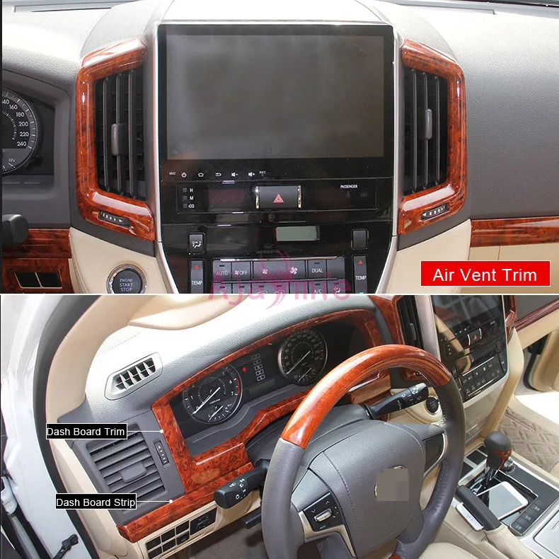 Car Styling Interior Wooden Color Package Garnish Panel Cover Trim 2016 2017 For Toyota Land Cruiser 200 Accessories