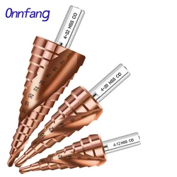 HSS M35 Cobalt Step Drill 4-12/4-20/4-32mm Triangle Shank High Speed Steel Drill Bits Spiral Groove For 304 Stainless Steel