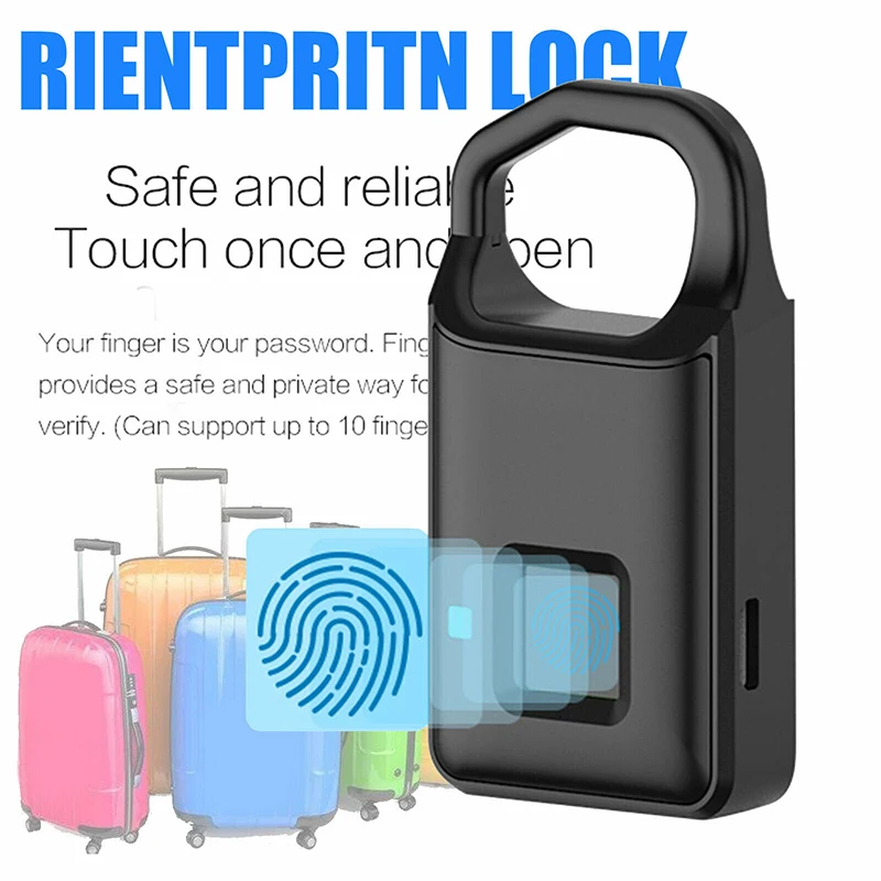 

Smart Fingerprint Biometric Door Lock Electronic Keyless Security Safe Padlock USB Rechargeable Finger Print Sensor For Luggage