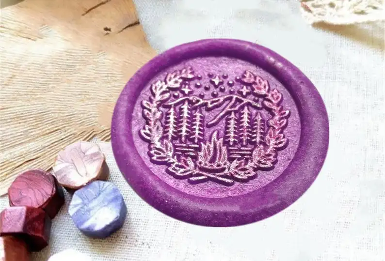 Forest Wax Seal Stamp- forest with star sky seals stamp kit- star mountain wax seals tamp-plant wax seal stamp set- wedding seal