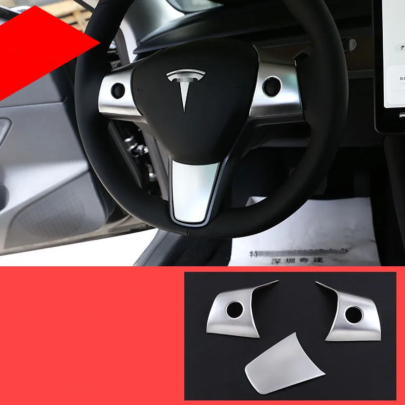 For Tesla Model 3  Interior modification Central Control Panel Glass Rising Window Button Frame Steering Wheel decoration ABS