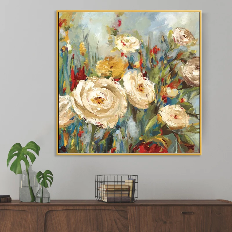 EECAMAIL DIY Diamond Painting Restaurant Rose Flower Luxury Nordic Decora Painting Living Room Porch Hanging Painting No Frame