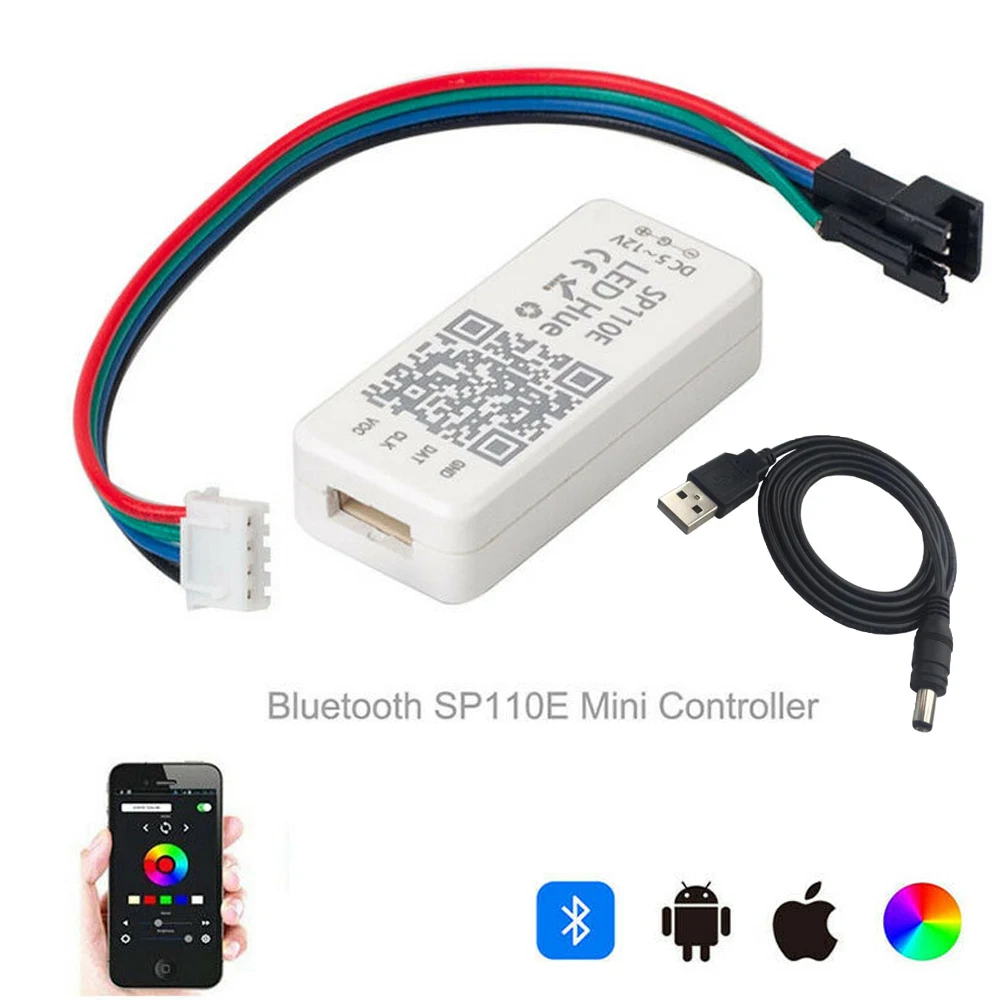 SP110E Bluetooth-compatible USB/DC Controller dimmer DC 5-24V for WS2811 WS2812B SK6812 RGB RGBW APA102 pixels Led Strip light