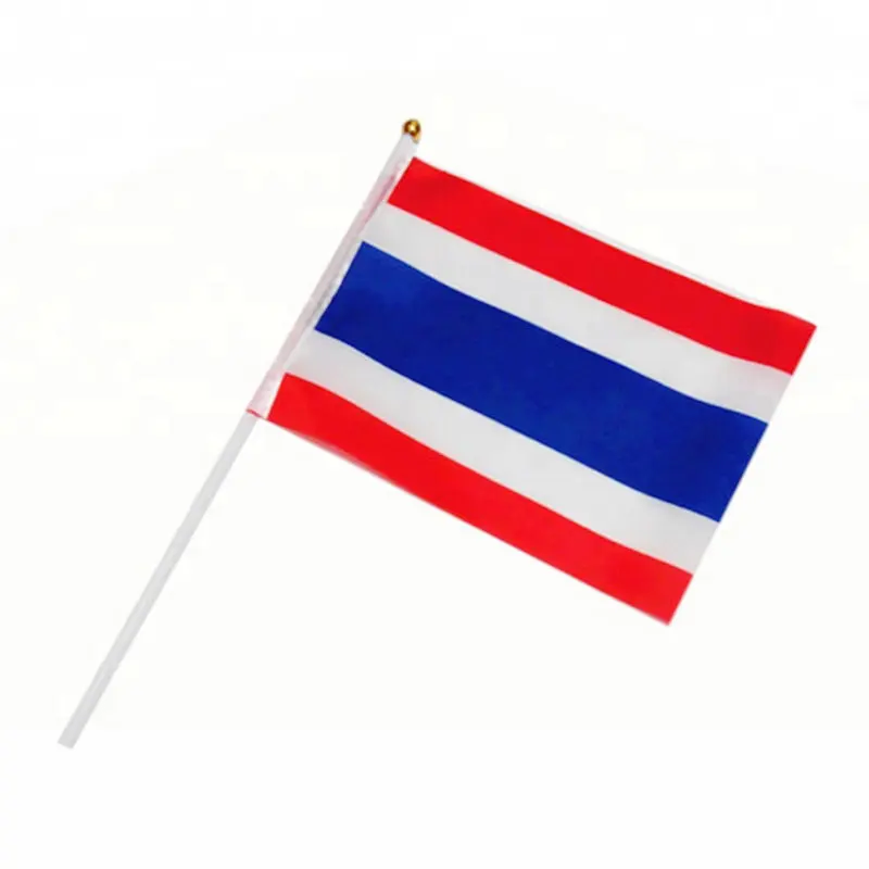 Thailand Hand Flag 14*21cm 10/20/50/100pcs Thailand Small Hand waving Flag with plastic flagpole for decoration