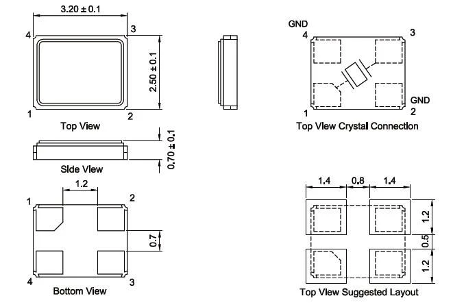 (50 Pcs) 3225 Passive crystal oscillator SMD series kits 3.2*2.5mm 12MHZ 16MHZ 20MHZ 24MHZ 25MHZ 26MHZ 27MHZ 30MHZ 32MHZ 40MHZ