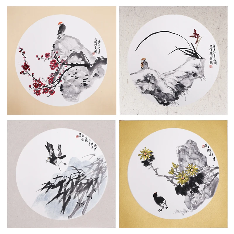 

Thickened Soft Card Xuan Paper Lens Card Chinese Painting Calligraphy Blank Soft Card Round Lens Fan Papier Write Brush Paper