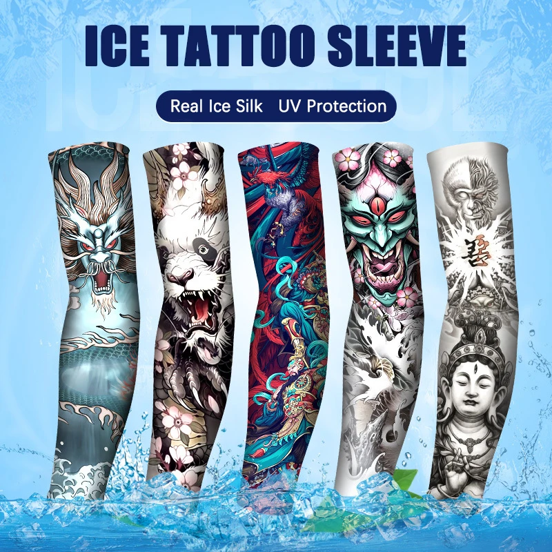 Tattoo Mouw Fietsen Anti-Zonnebrand Mouw Zomer Uv Blocking Mannen Arm Mouwen Vrouw Cool Mof Rijden Sport Arm Cover Warmers