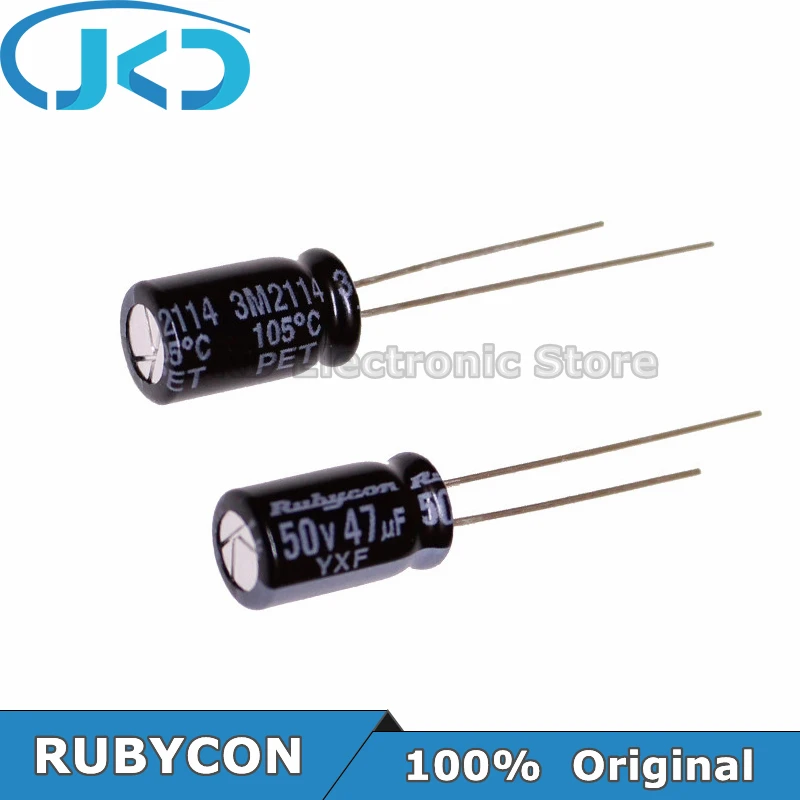 20pcs RUBYCON 47UF 50V 6.3*11mm 47UF50V 50V47UF 6.3x11mm Aluminum Electrolytic Capacitor 100% Original