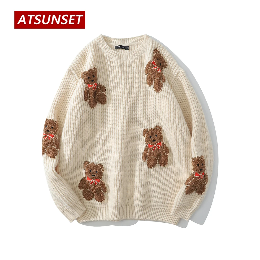 ATSUNSET Cute Bear Knitting Wool Autumn And Winter Harajuku Japan And South Korea Cute Pullover Daily Streetwear Top