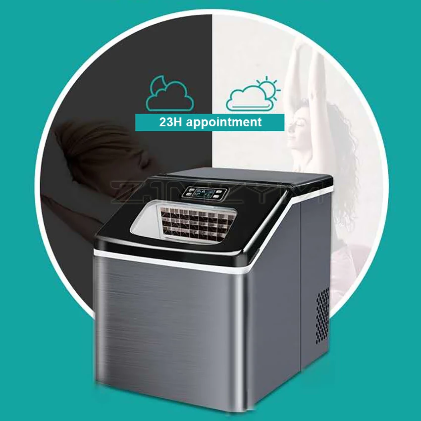 Máquina de HZB-20F comercial pequeña para el hogar, fabricante de cubitos de hielo cuadrados y automáticos, acero inoxidable, 25Kg/24H, tienda de té y leche, Fabricación de hielo