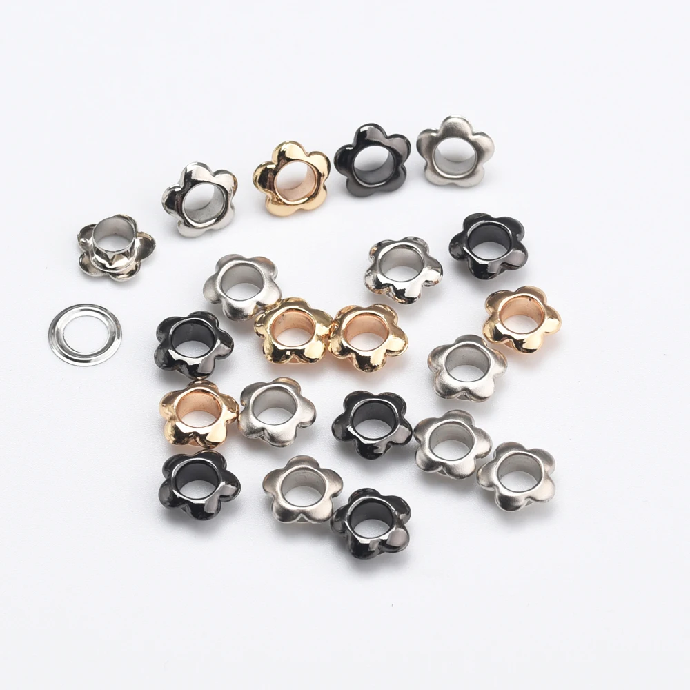 200 مجموعات/وحدة الداخلية ثقب 6 مللي متر المعادن النحاس الثقوب غسالة زهرة شكل الحلقات المعدنية الفضة/أسود/الذهب السفينة حرة JY-015 #4