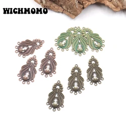 Zinc Alloy Water Drop Flowers Conector Charms, DIY Colar, Brincos, Acessórios de Jóias, Retro, Novo, 6pcs por saco, 39x22mm, 2021