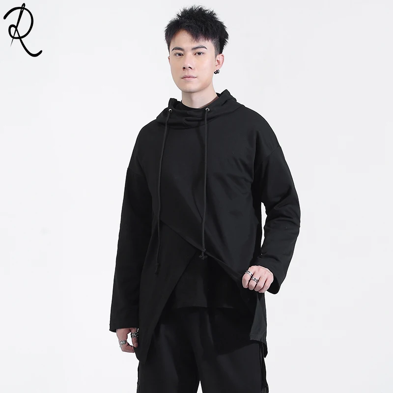 2020 spring original dark black series irregular three-dimensional cut splicing leisure Hoodie Hoodie long sleeve hoodie male tr